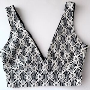 Lush Black and White Lace Crop Top
